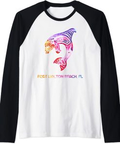 Tribal Fort Walton Beach Orca Killer Whale Native American Raglan Baseball Tee