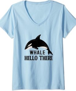 Womens Whale Hello There Orca V-Neck T-Shirt