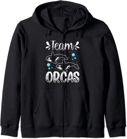 Team Orcas Protect Whale Orca Sea Zip Hoodie